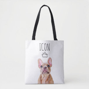 Cute Blue Eyed Fransk Bulldog   Frenchie ICON Tygkasse