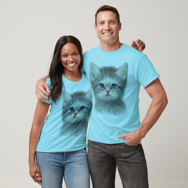 Cute Blue-Eyed Kitten Ansikte T-Shirt - Adsible Ca (Unisex)