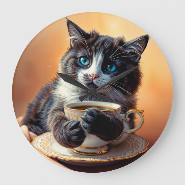 Cute Blue Eyed Kitten Stor Klocka (Framsida)