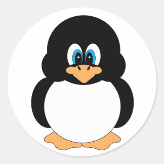 Cute Blue Eyed Penguin Stickers Runt Klistermärke