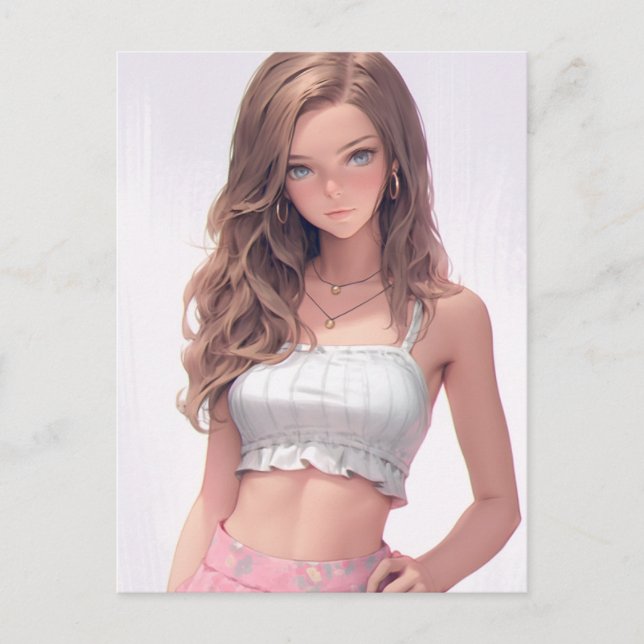 Cute Blue Eyed Woman Vykort (Framsida)