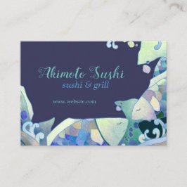 Cute Blue Fish Sushi Chef Visitkort