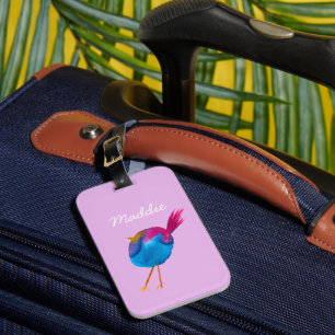 Cute Blue Fjäderfärg Bagagebricka