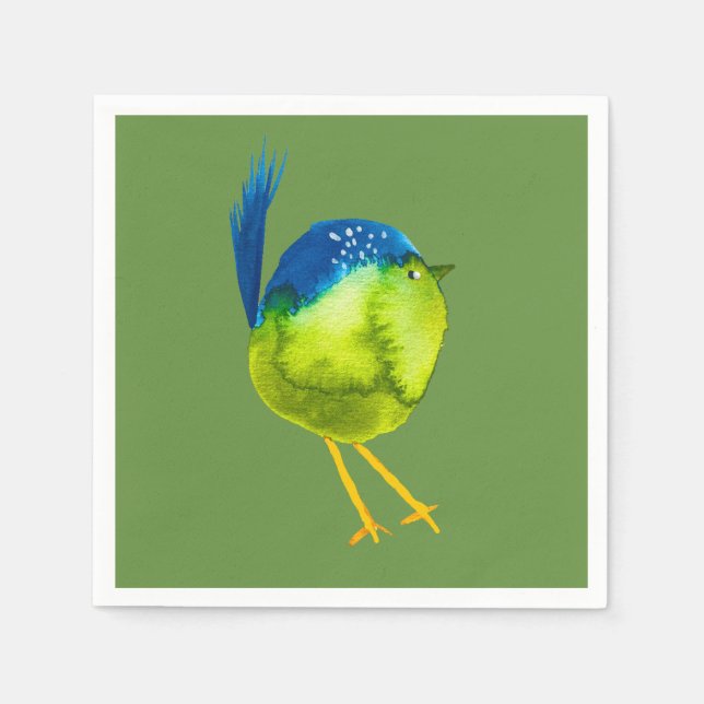 Cute Blue Fjäderfärg Pappersservett (Framsidan)