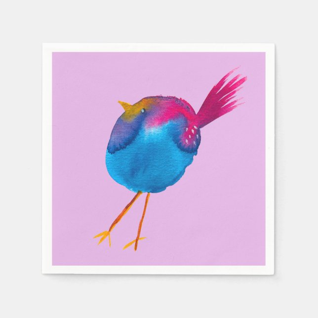 Cute Blue Fjäderfärg Pappersservett (Framsidan)