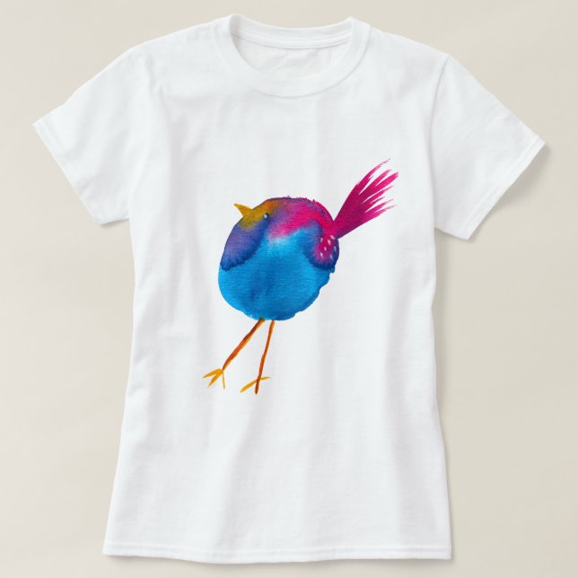 Cute Blue Fjäderfärg T Shirt (Design framsida)