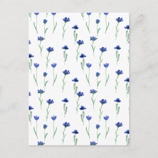 Cute Blue Flowers Spring Floral Card. Briefkaart Vykort