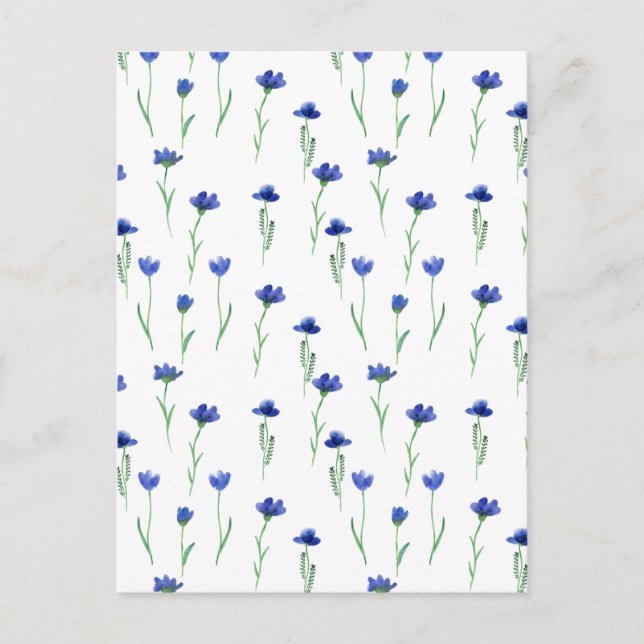 Cute Blue Flowers Spring Floral Card. Briefkaart Vykort (Framsida)
