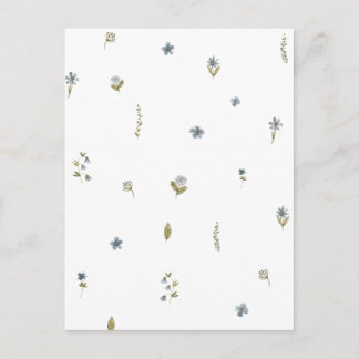 Cute Blue Flowers Spring Floral Card. Vykort