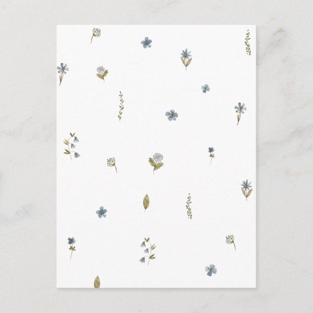 Cute Blue Flowers Spring Floral Card. Vykort (Framsida)