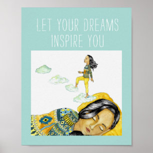Cute Blue Följ din drömmarinspirationsoffert Poster