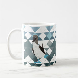 Cute Blue-footed Booby-Bird on Geometric Mönster Kaffemugg