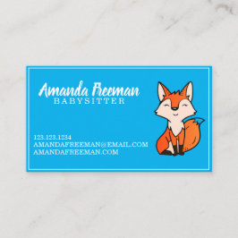 Cute Blue Fox Babysittande barnomsorg Visitkort