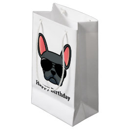 Cute Blue Fransk Bulldog Ansikte Small Gift Bag