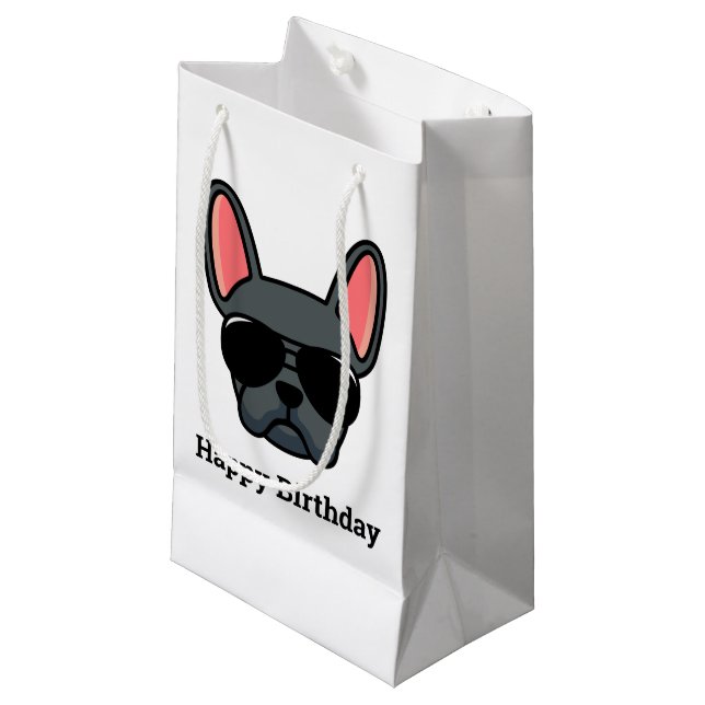 Cute Blue Fransk Bulldog Ansikte Small Gift Bag (Framsidan Vinklad)
