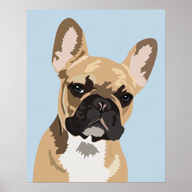 Cute Blue Fransk Bulldog | Frenchie Poster (Framsidan)