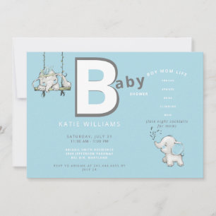 Cute Blue Funny Boy Mamma Life Baby Shower Inbjudningar