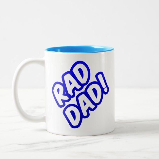 Cute Blue Funny Rad Pappa Två-Tonad Mugg (Vänster)