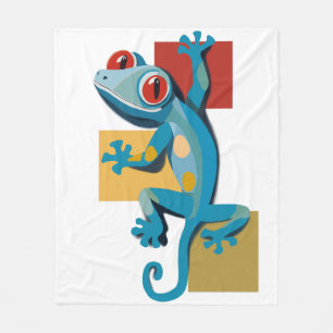 Cute Blue Gecko Reptile Älskare Fleecefilt
