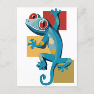 Cute Blue Gecko Reptile Älskare Vykort