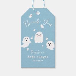 Cute Blue Ghost Boy Baby Shower Presentetikett