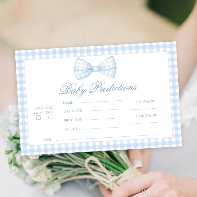 Cute Blue Gingham Bow Baby Predictions Brevpapper (Skapare uppladdad)