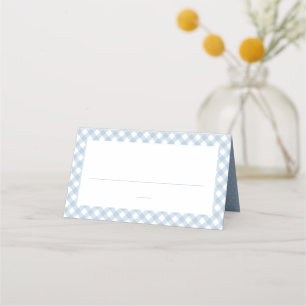 Cute Blue gingham check simple boy baby-dusch Placeringskort