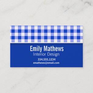 Cute Blue Gingham Kontrollerad Visitkort