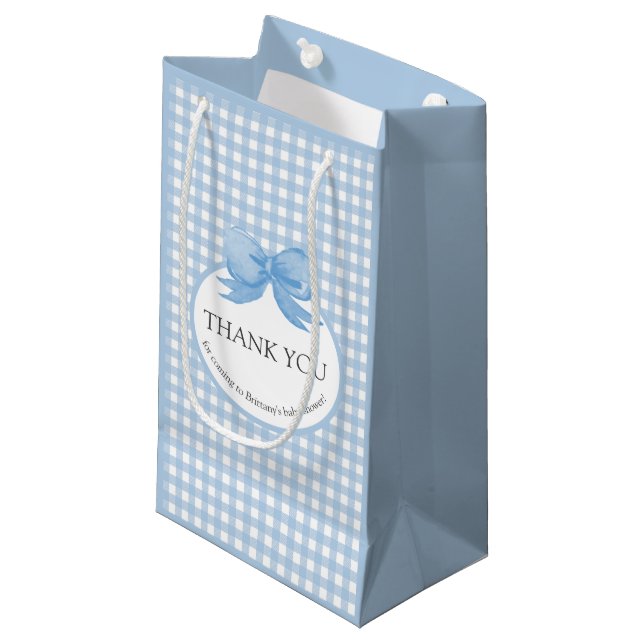 Cute Blue Gingham Picnic Print Tack Favor Bag (Framsidan Vinklad)