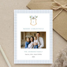 Cute Blue Gingham Play Monogrammed-jul