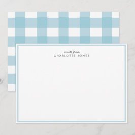 Cute Blue Gingham Vichy Check Mönster Stationery Anteckningskort