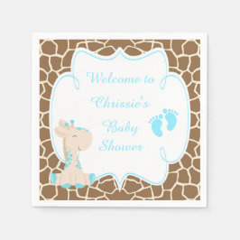 Cute Blue Giraffe Baby Shower Pappersservett