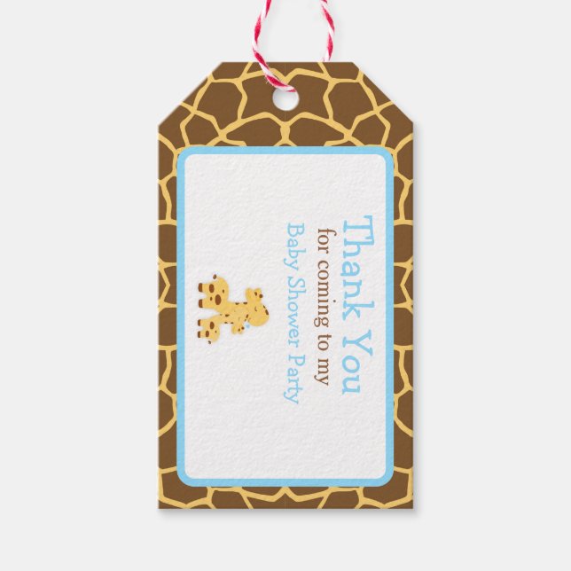 Cute Blue Giraffe Tack Gift-Märkre Presentetikett (Framsidan)
