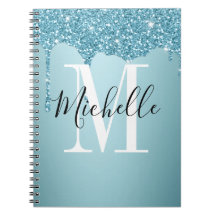 Cute Blue glitter monogram bärbar dator