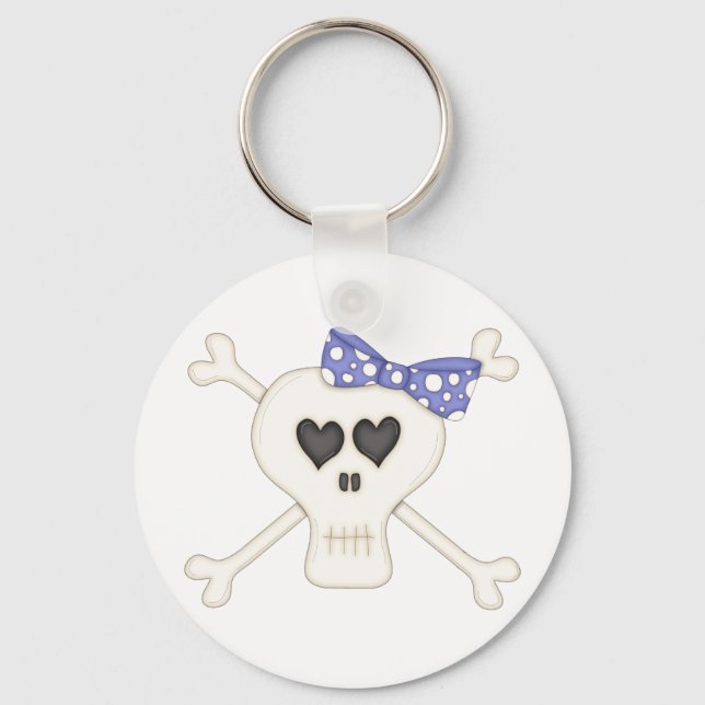 Cute Blue Goth Crossbone Nyckelring (Framsida)