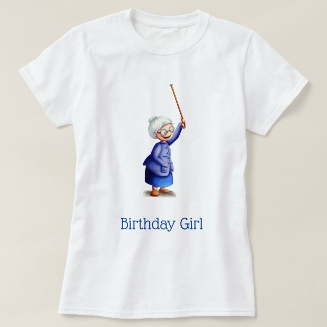 Cute Blue Grandmor Birthday T Shirt (Design framsida)