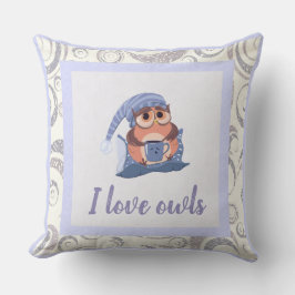 Cute Blue Grått Baby Uggla Cap Cute Kärlek Kudde