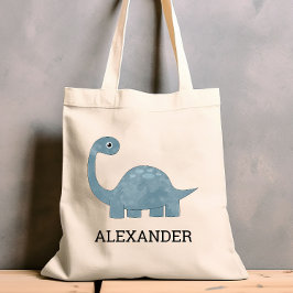 Cute Blue Grått Dinosaur Personlig Tote Bag Tygkasse