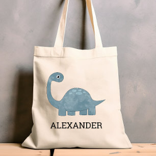 Cute Blue Grått Dinosaur Personlig Tote Bag Tygkasse