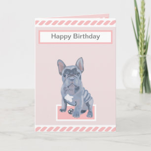 Cute Blue Grått Fransk Bulldog Puppy Kort
