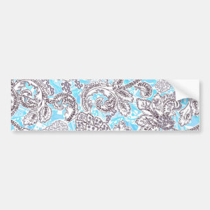 Cute blue grått klassisk blommigt bildekal
