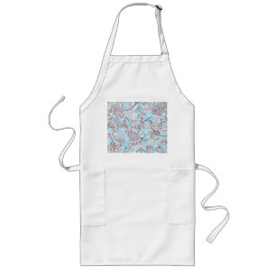 Cute blue grått klassisk blommigt långt förkläde