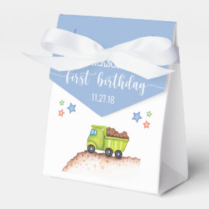 Cute Blue Green Truck First Birthday Party Presentaskar