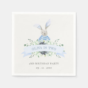 Cute Blue Grönt Bunny Foliage Vilken ålder som hel Pappersservett