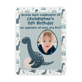 Cute Blue Grönt Dinosaur Anpassningsbar Photo and Magnet