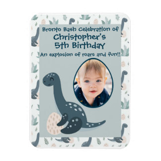 Cute Blue Grönt Dinosaur Anpassningsbar Photo and Magnet