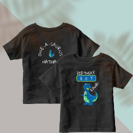 Cute Blue Grönt Dinosaur första födelsedag T Shirt
