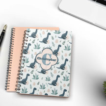 Cute Blue Grönt Dinosaur med Monogram och Namn