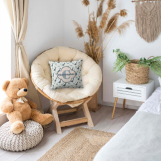 Cute Blue Grönt Dinosaur med Monogram och Namn Kudde