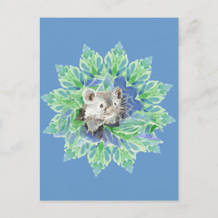Cute Blue, Grönt Hamster i läder Bed för barn Vykort